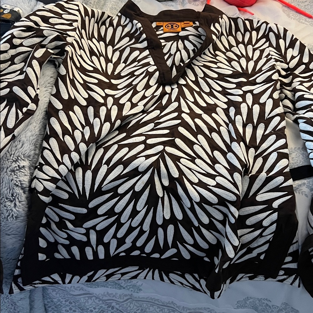 Tory Burch Black and White Cotton Top